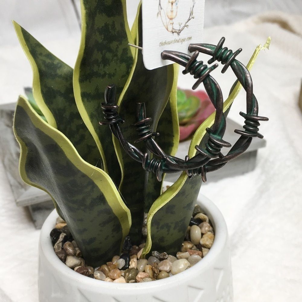 Patina barbed wire earrings